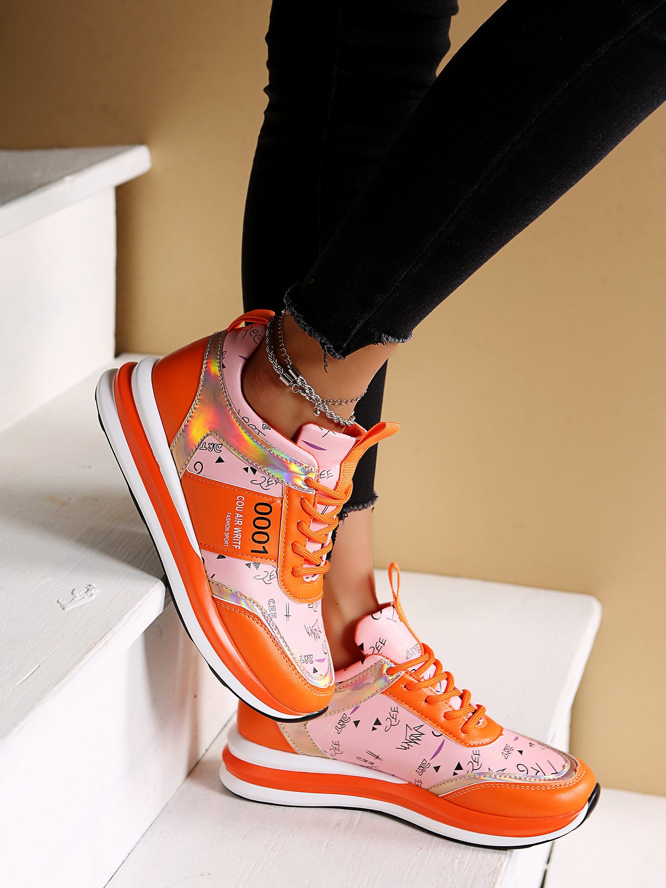 Match Color Spot Adhesive Rubber Round Head Casual Sneakers