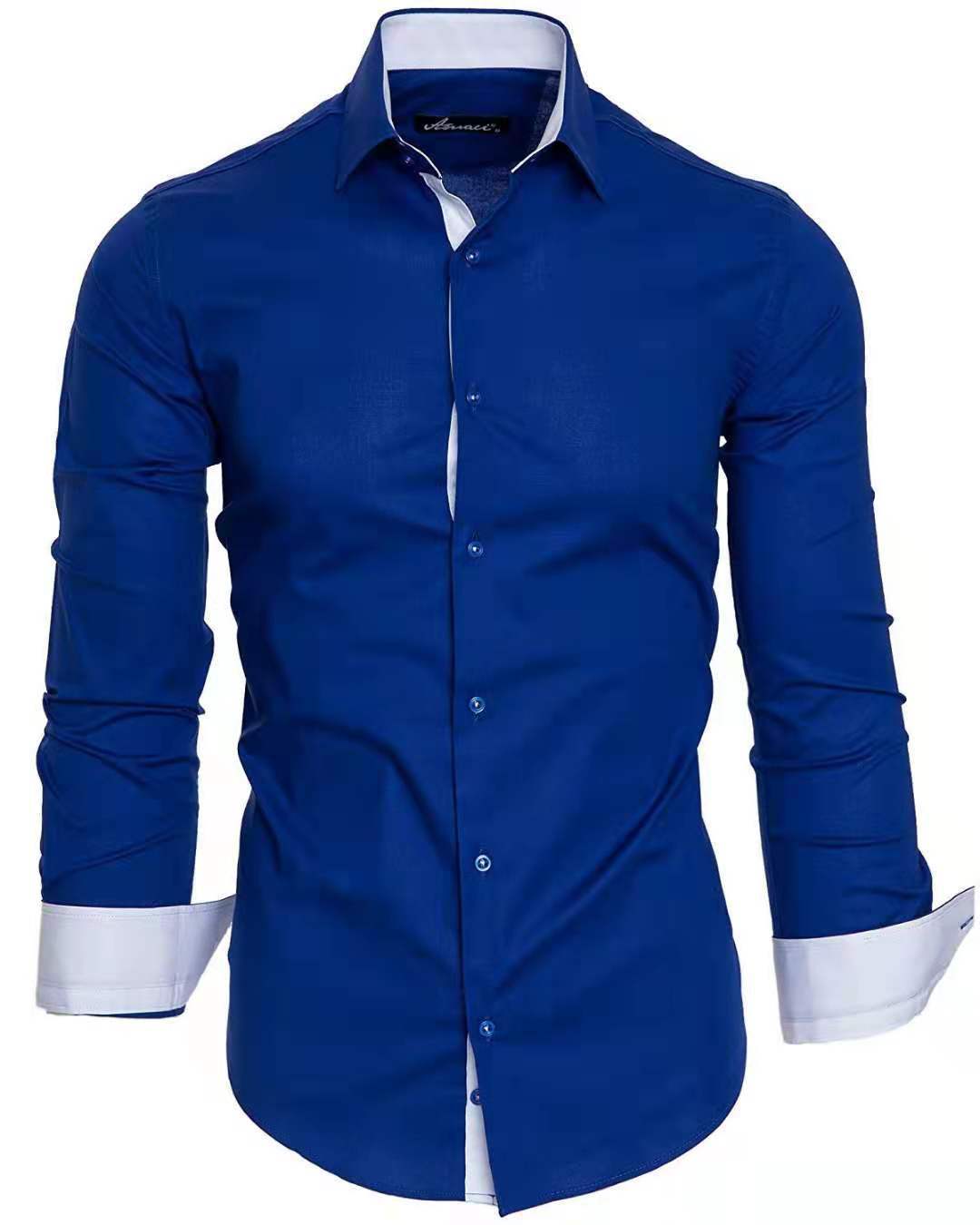 Casual Contrast Colored Long Sleeved Casual Shirt