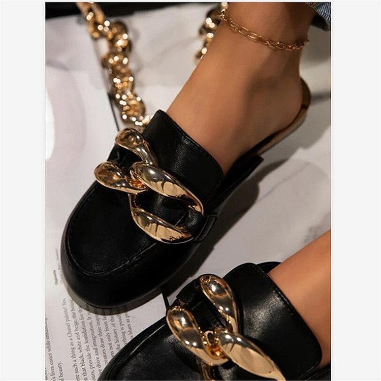 Thick Sole Baotou Metal Chain Sandals