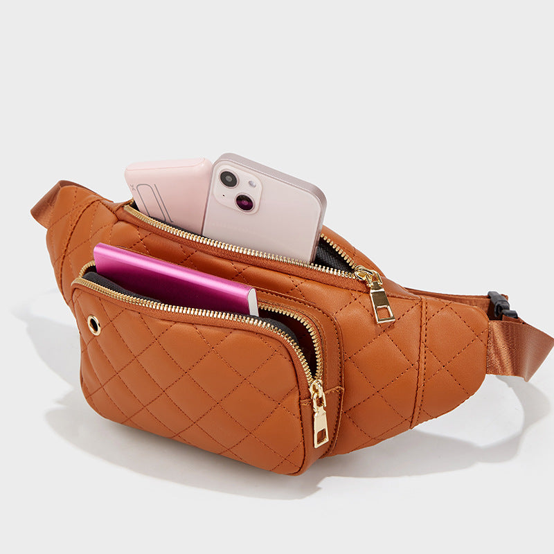 Embroidered Casual Rhombus Pu Pocket Crossbody Bag