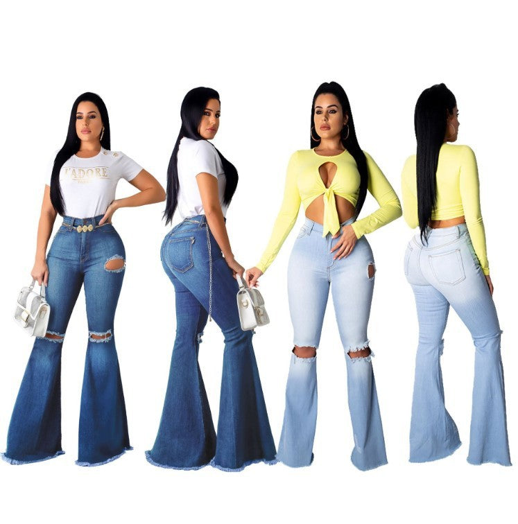 High-waisted flared pants