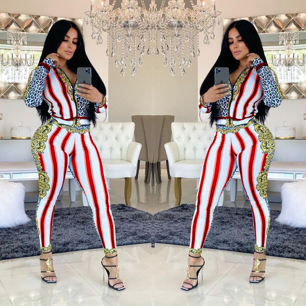 Leisure Sports Zipper Two-piece Set
