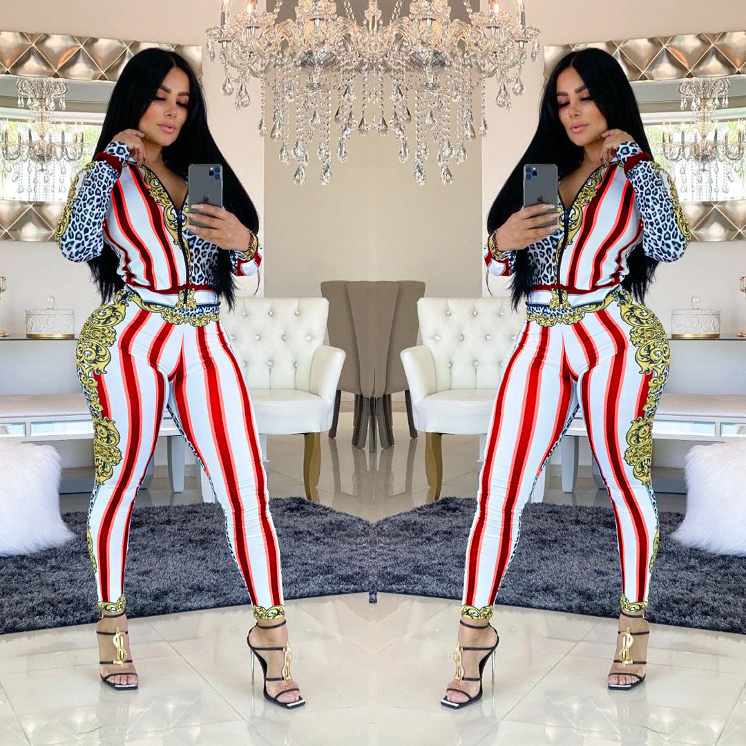 Leisure Sports Zipper Two-piece Set