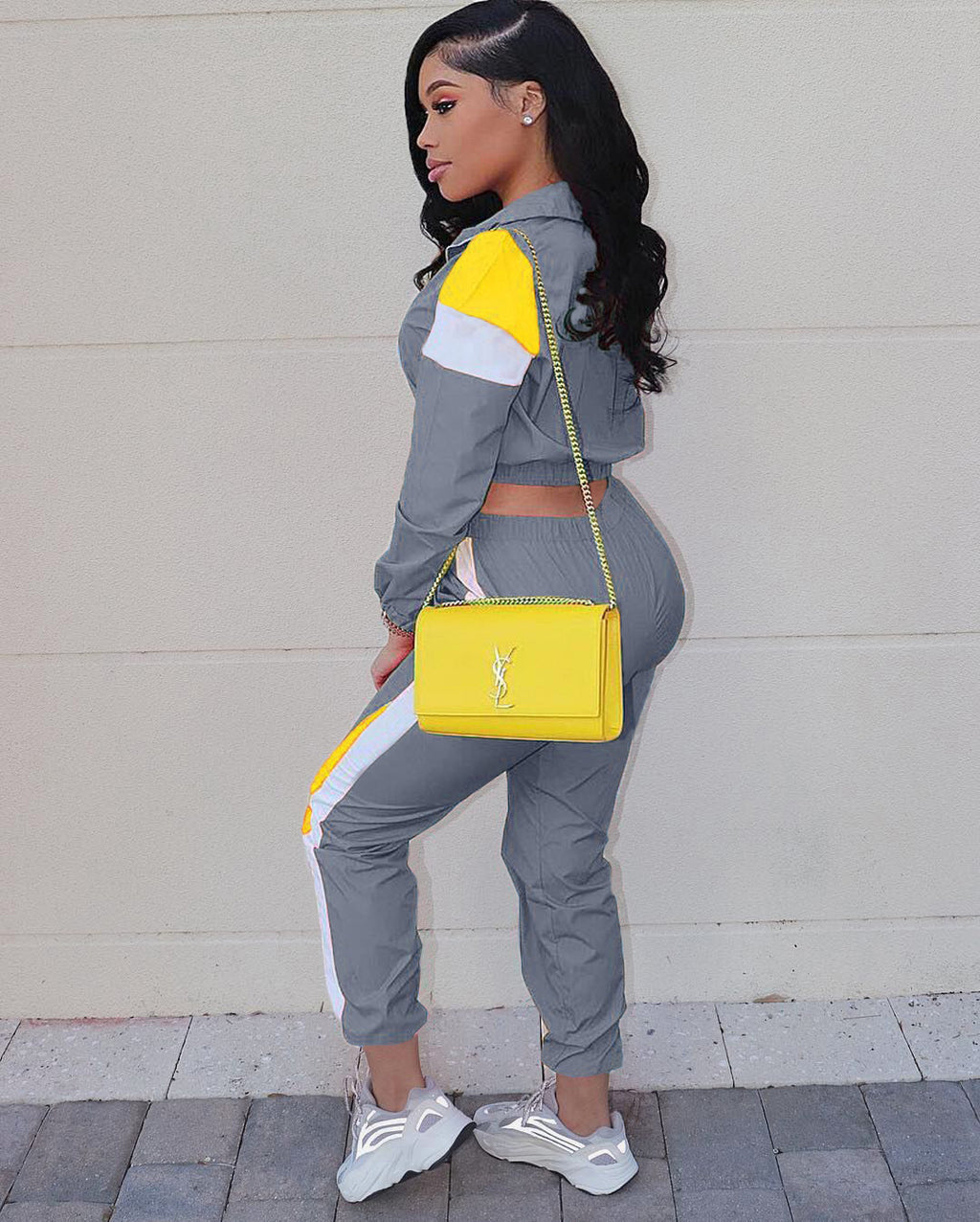Multicolor Sports Windbreaker Two Piece Set