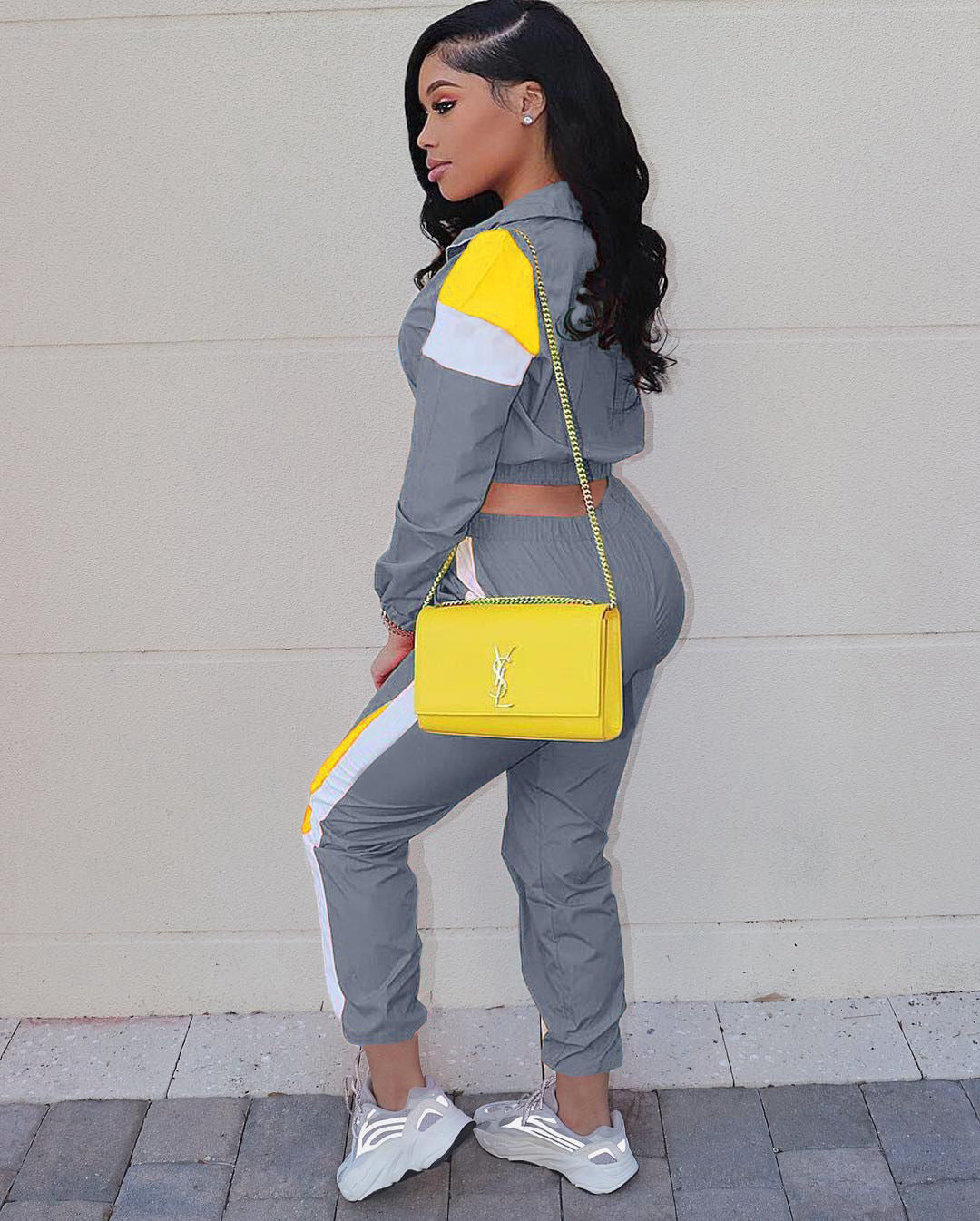 Multicolor Sports Windbreaker Two Piece Set