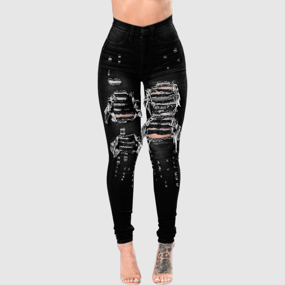 Ripped Denim Washed Pants