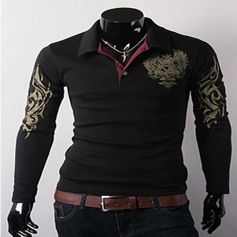Lapel Big Eagle Print Casual Shirt