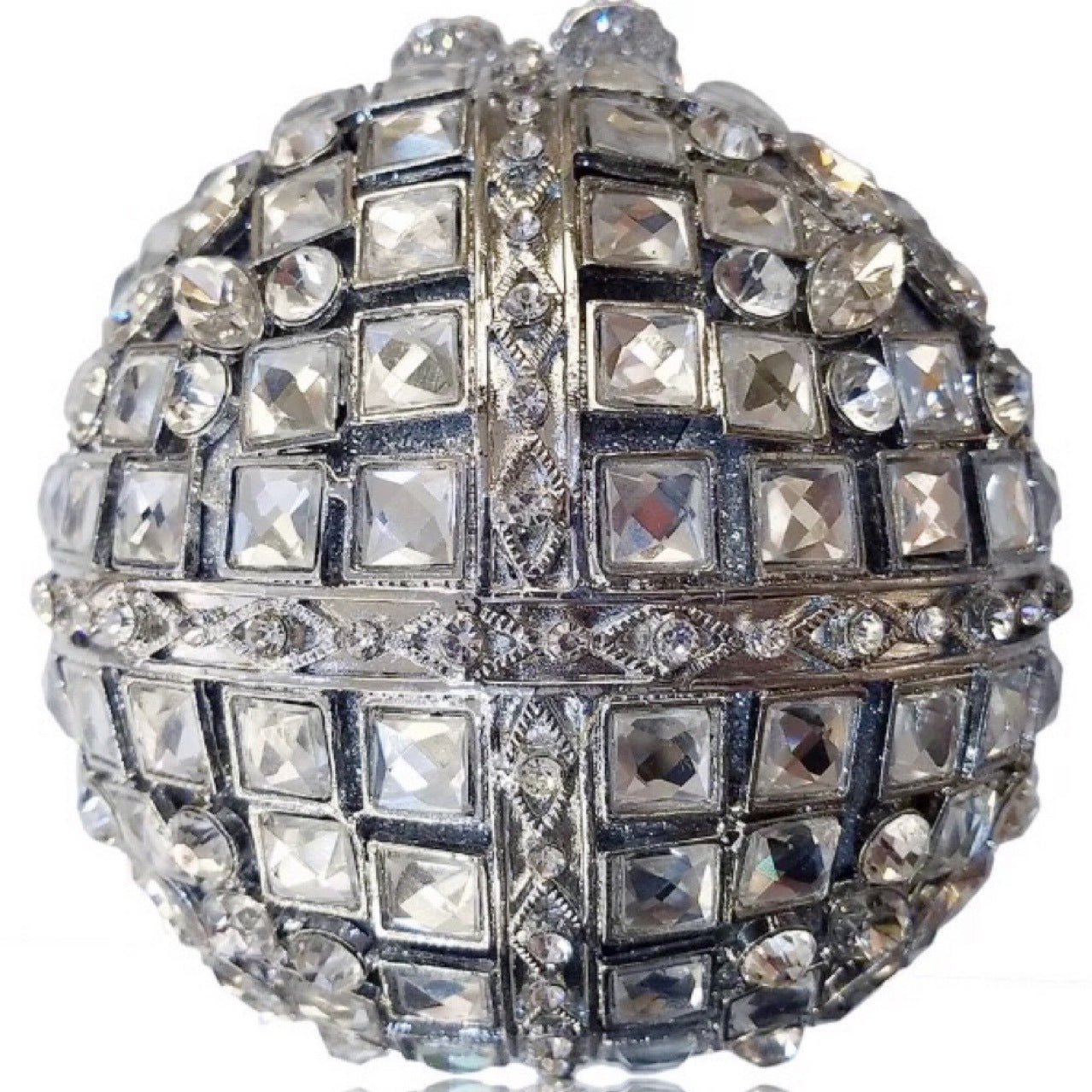 Multicolored Glass Rhinestone Round Ball Bag with an Empty Diamond