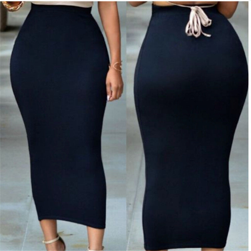 Solid Color Tight Pencil Skirt