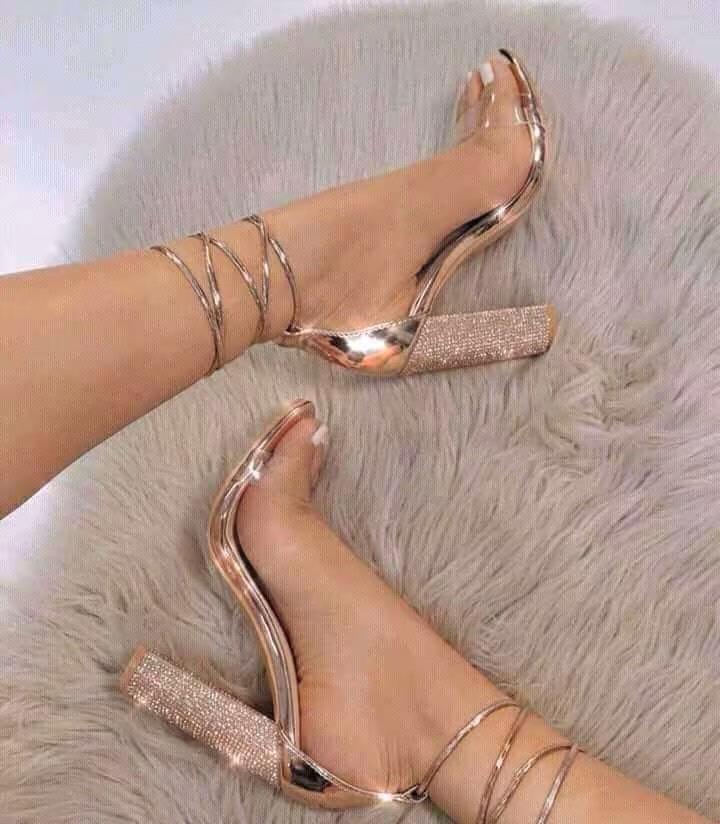 Clear Strap w/Rhinestone Heel