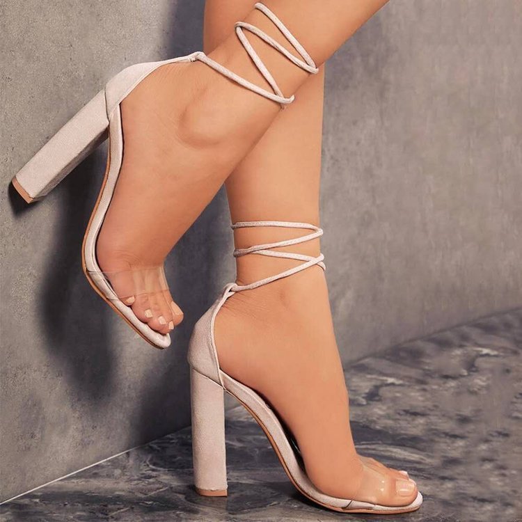 Roman Open Toe Cross Strap Heels