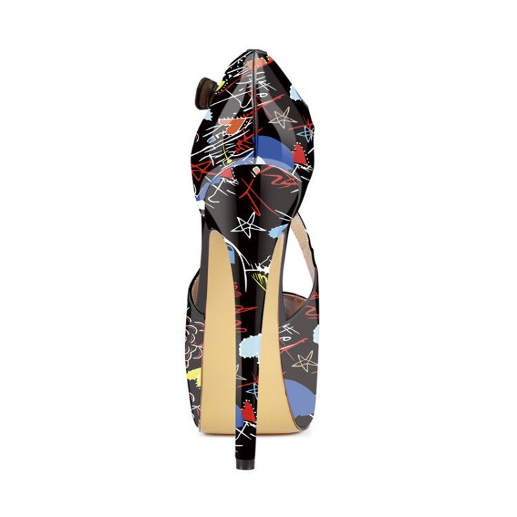 Platform Graffiti High Heel Sandals