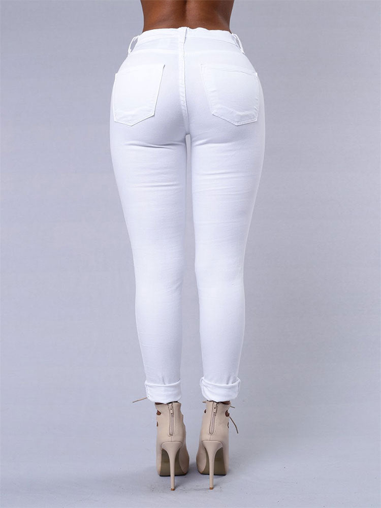 Casual Ripped High Waist Skinny Pencil Jeans