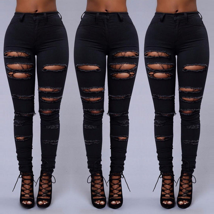 Casual Ripped High Waist Skinny Pencil Jeans