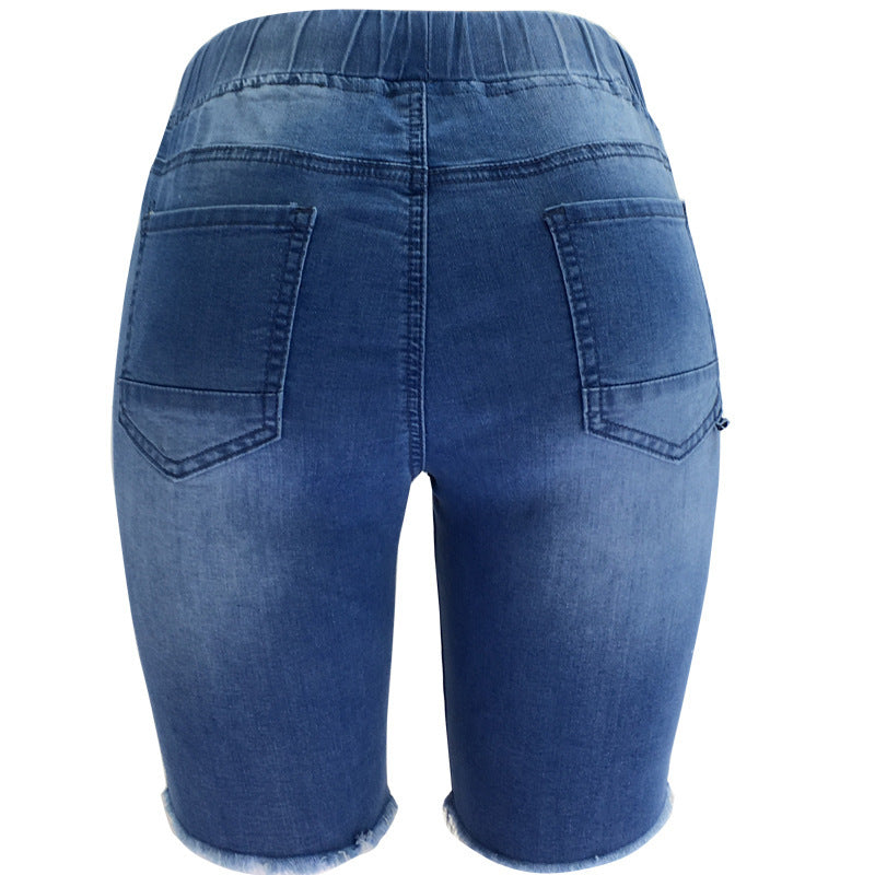 Medium-Washed Blue Denim Shorts