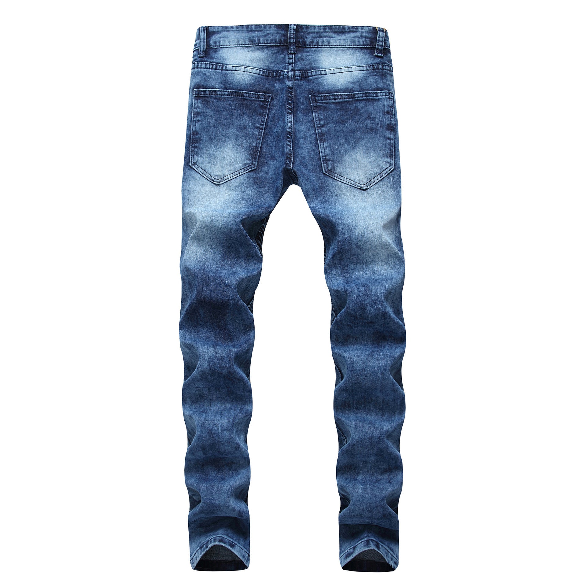 Slim Fit Straight Knee Hole Stretch Denim Jeans