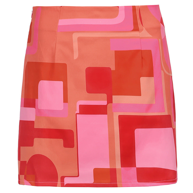 Hot Girl High Waist Print Skirt