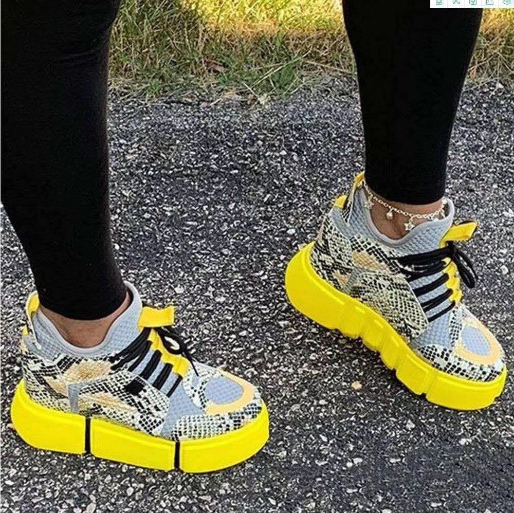 Colorful Mesh Lace Up Casual Sneakers