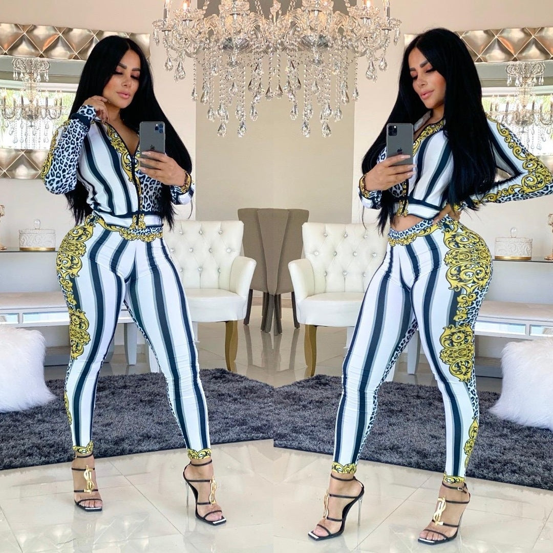 Leisure Sports Zipper Two-piece Set