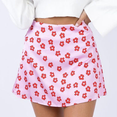 Flower Loose Fitting Mini Skirt