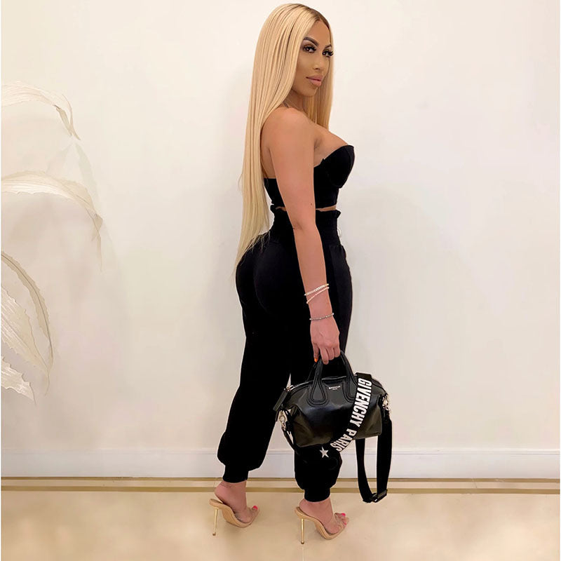 Casual Halter Top Two Piece Pant Set
