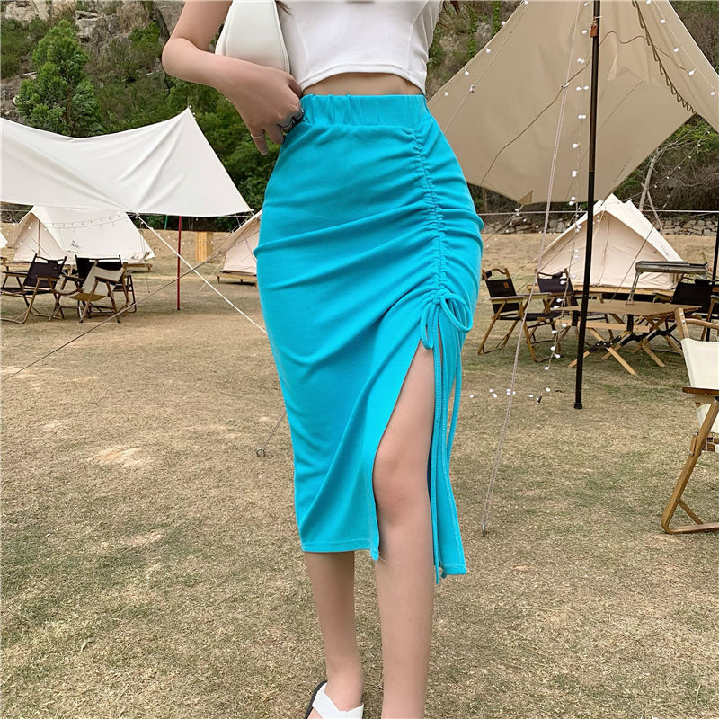 High Waist Irregular skirt w/Slit