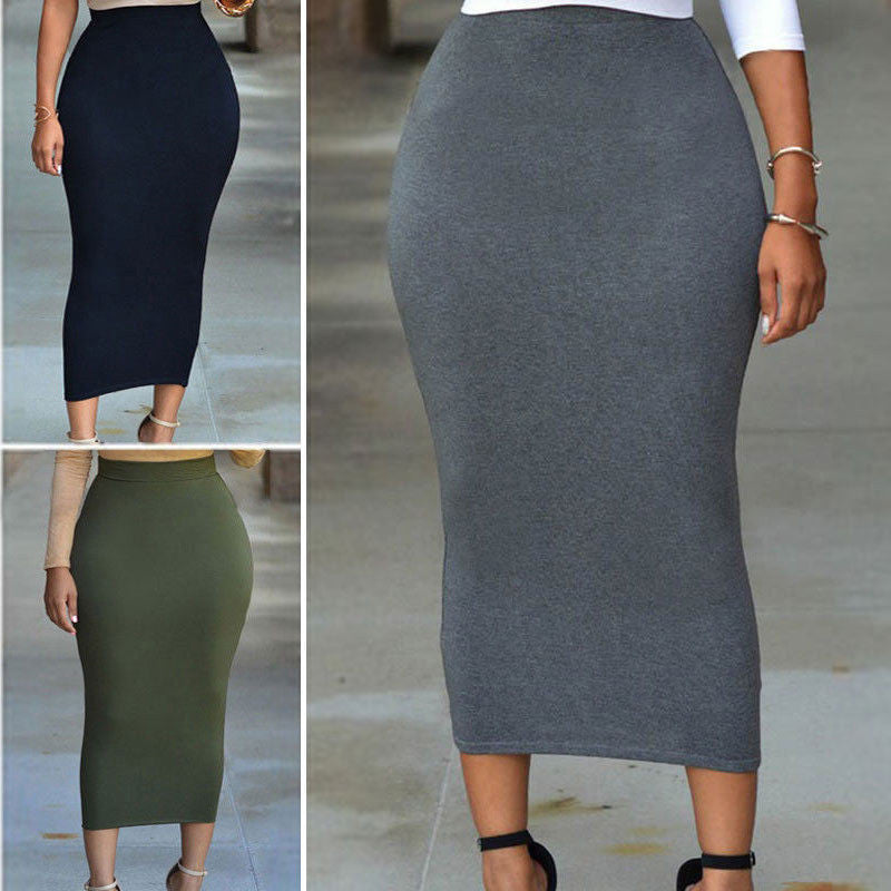 Solid Color Tight Pencil Skirt