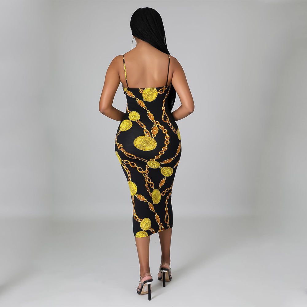 Digital Print Suspender Dress