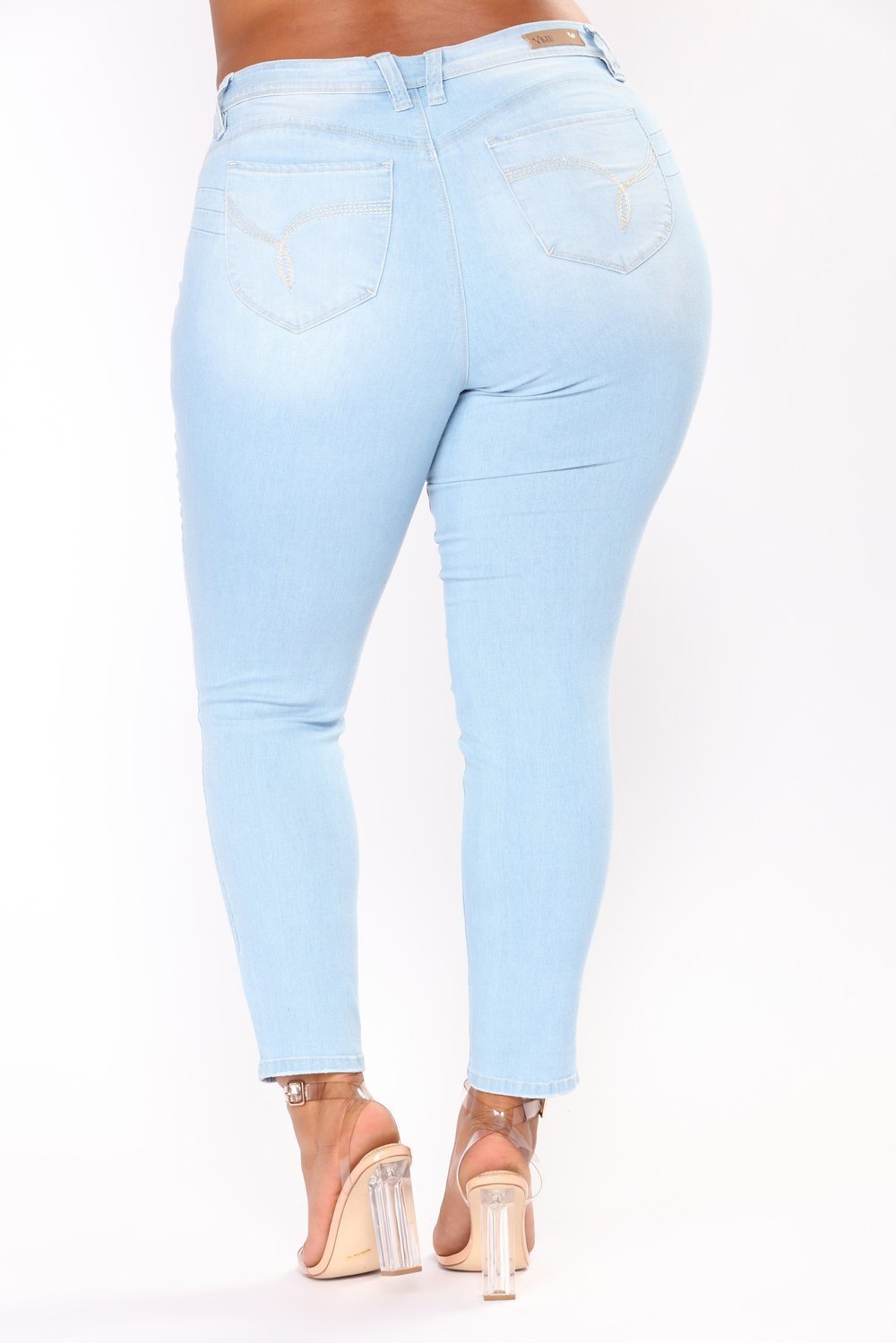 Elastic Embroidered Denim Jeans