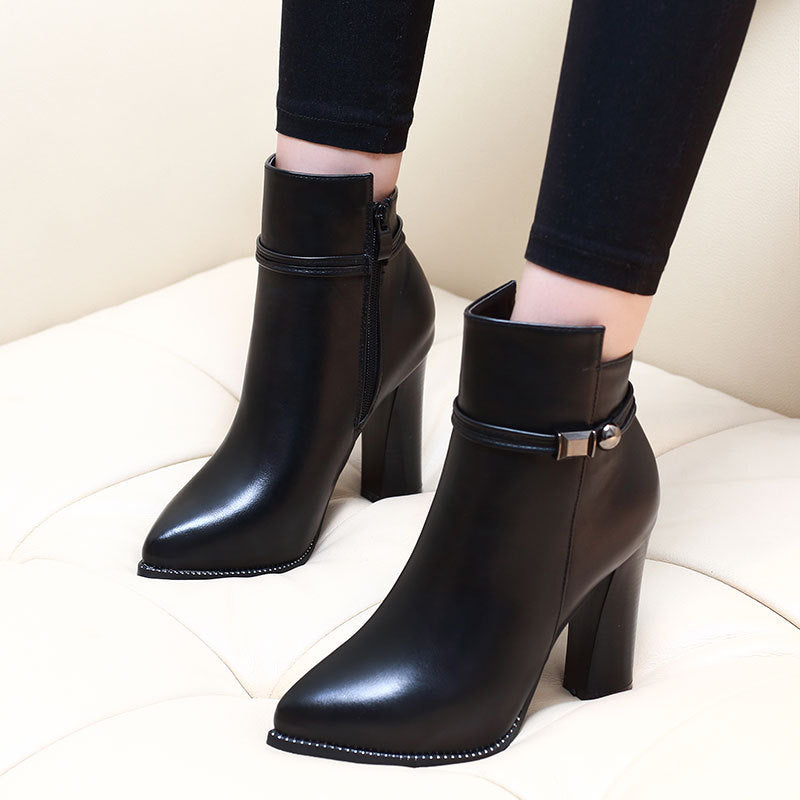 Sexy Pointed Toe Martin Boots with Plush