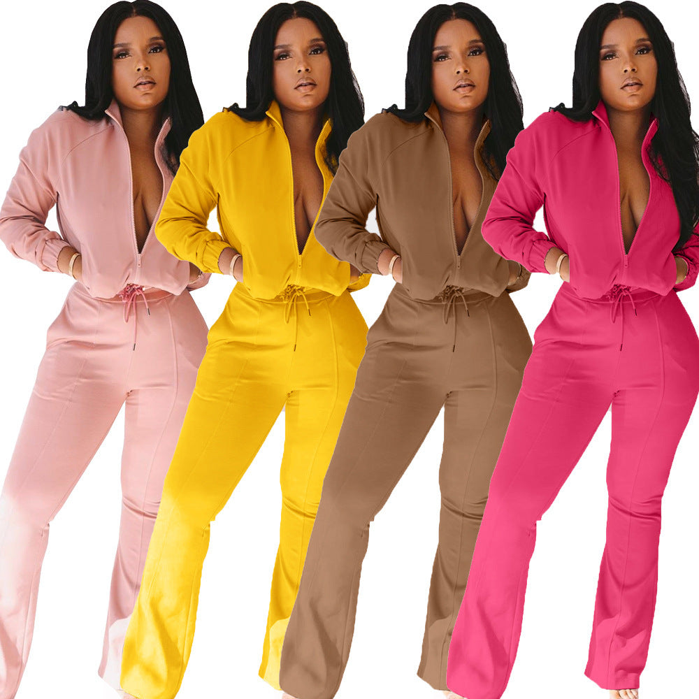 Stylish casual zipper jumpsuit