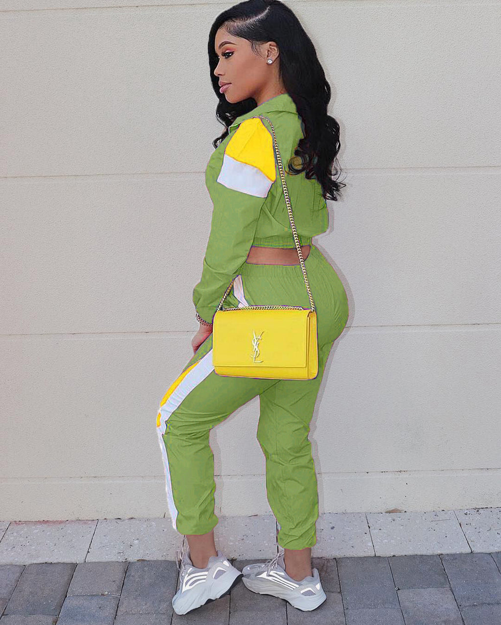 Multicolor Sports Windbreaker Two Piece Set