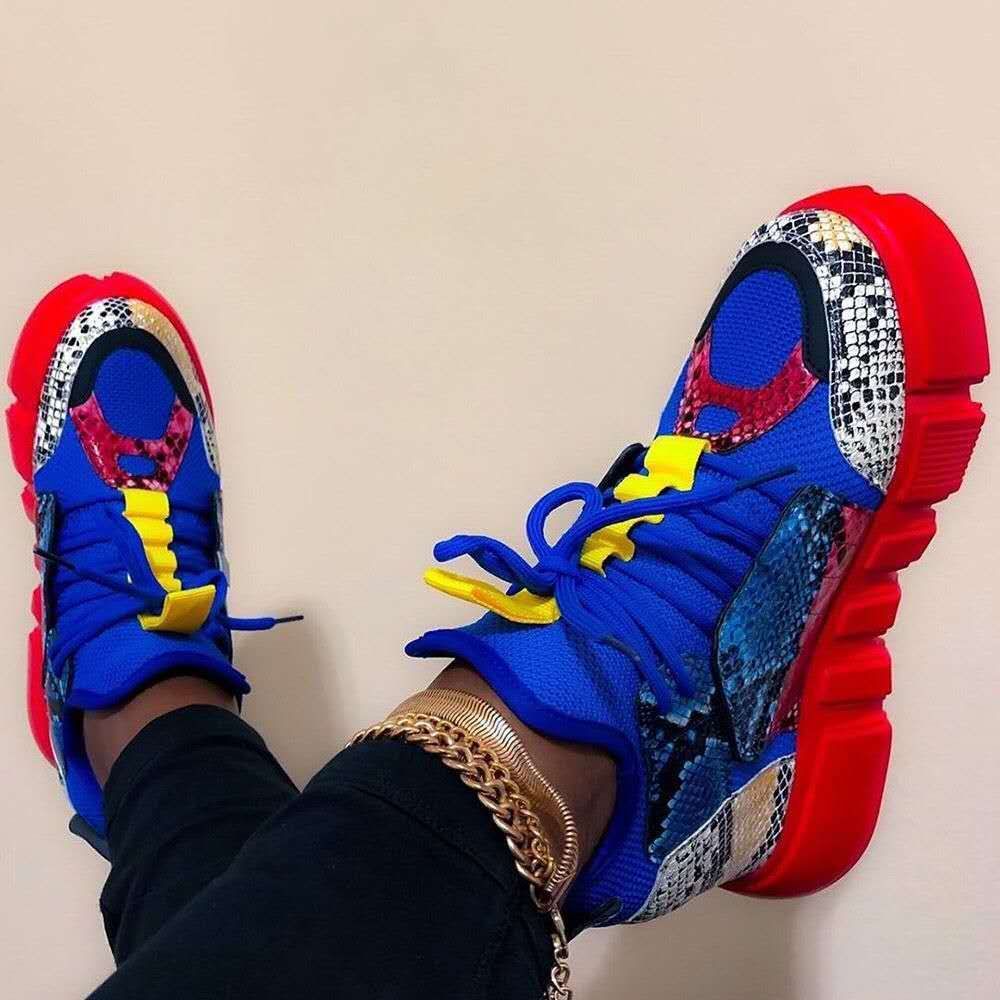 Colorful Mesh Lace Up Casual Sneakers