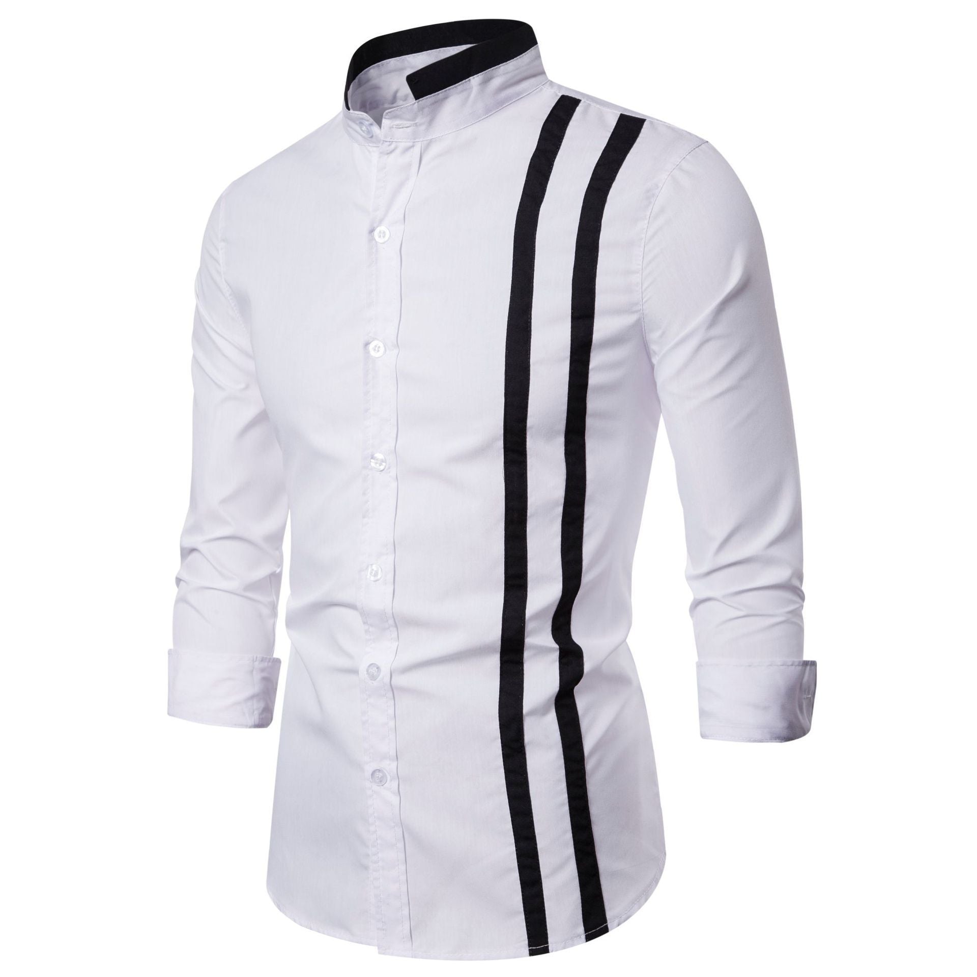 Solid Color Striped Long Sleeve Shirt