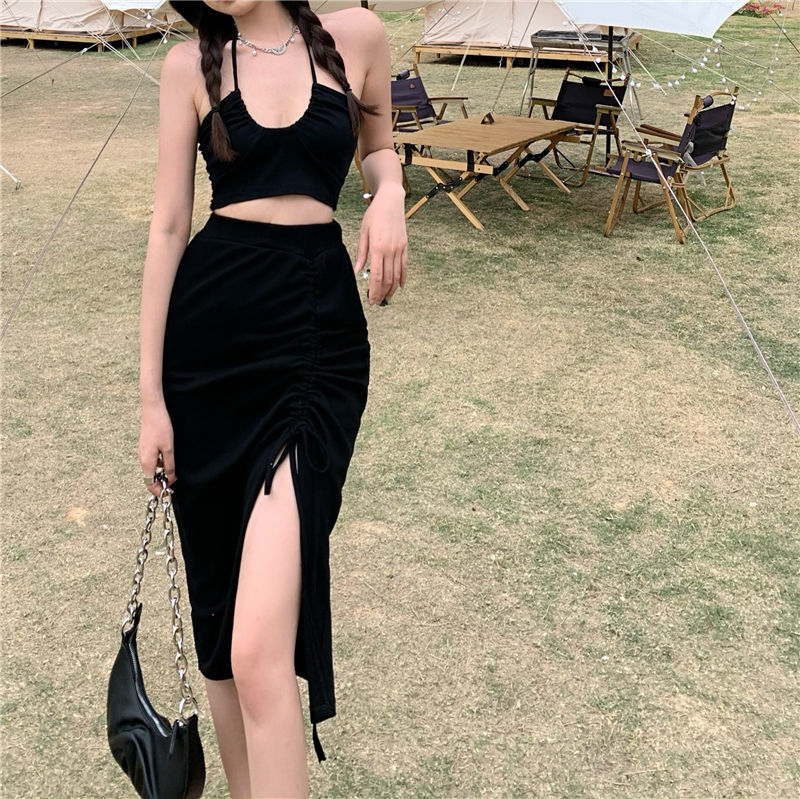 High Waist Irregular skirt w/Slit