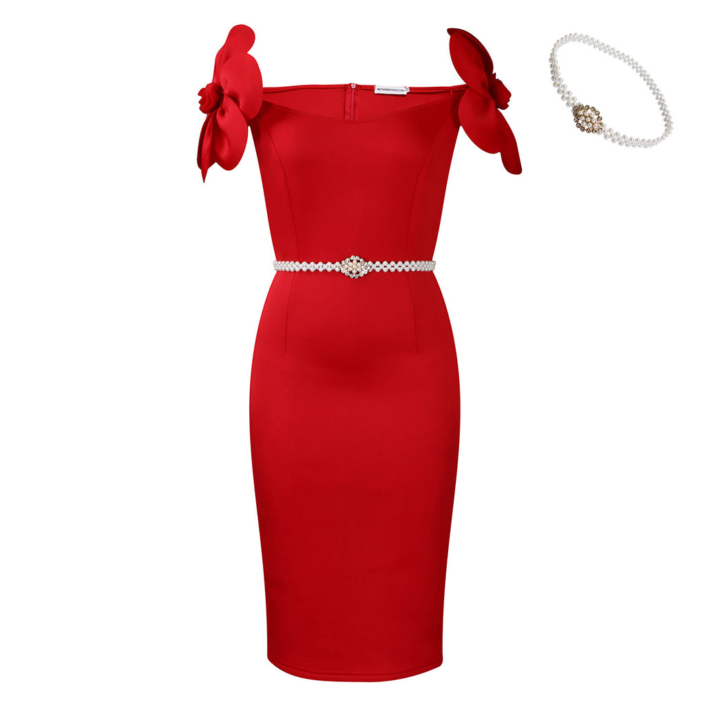 Three-dimensional Floral Elegant Dress