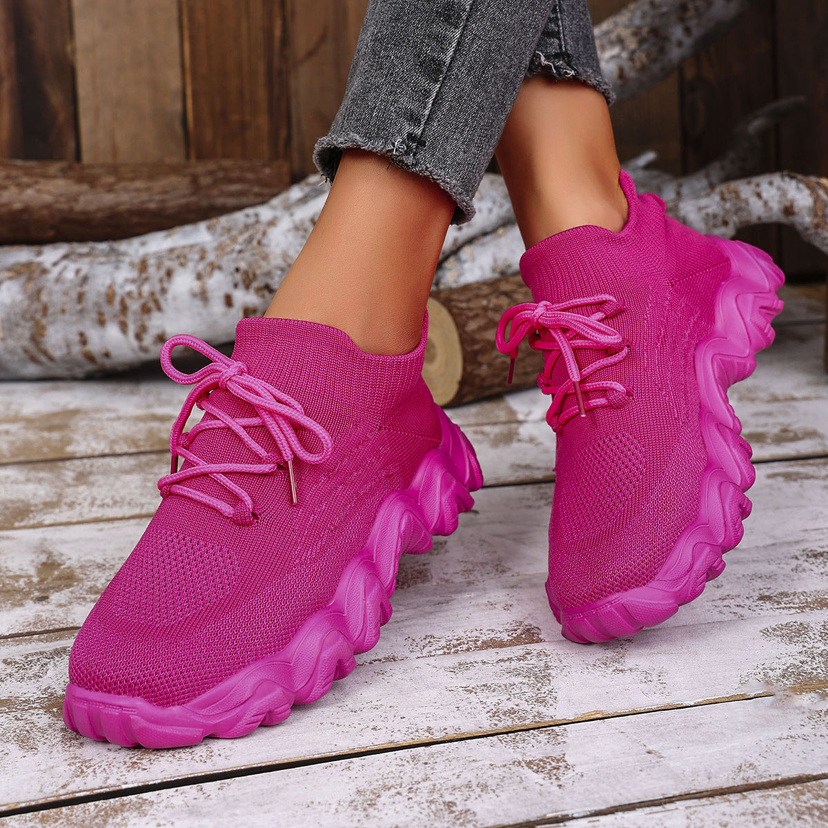 Lace-up Sneakers Lightweight Breathable Mesh Casual Slip-ons