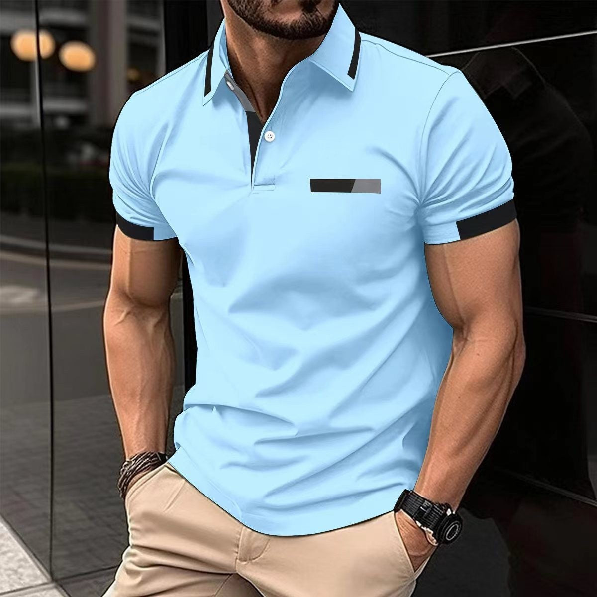 Casual Chest Faux Pocket Lapel Shirt