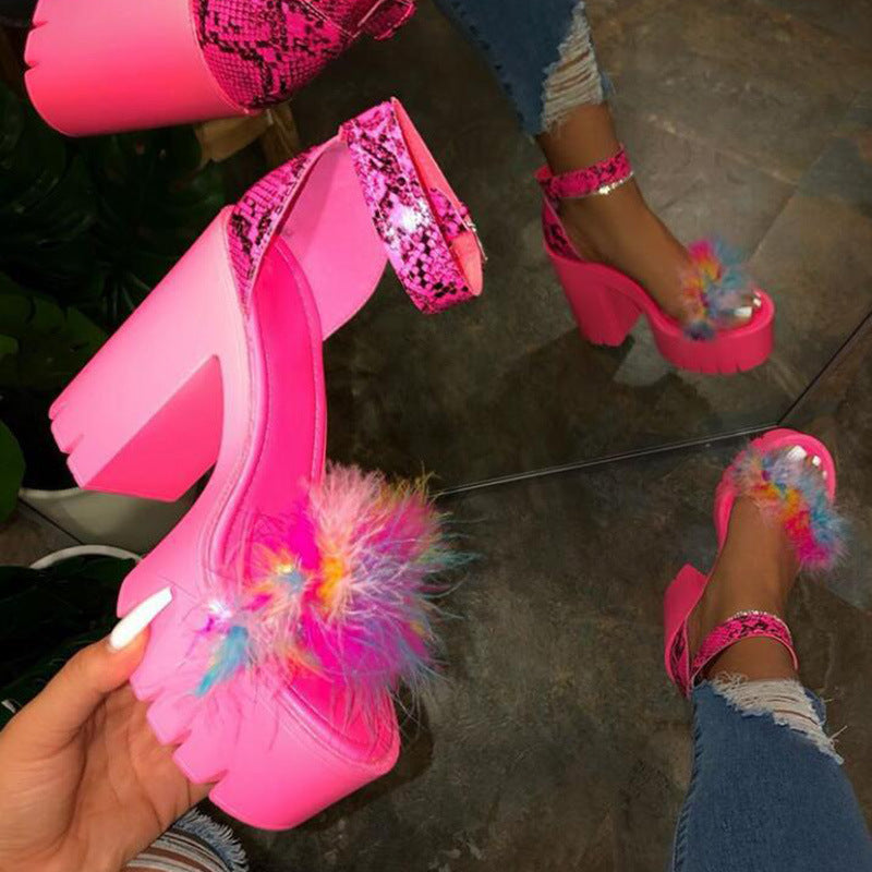 Fashionable Breathable High Heels w/Fur