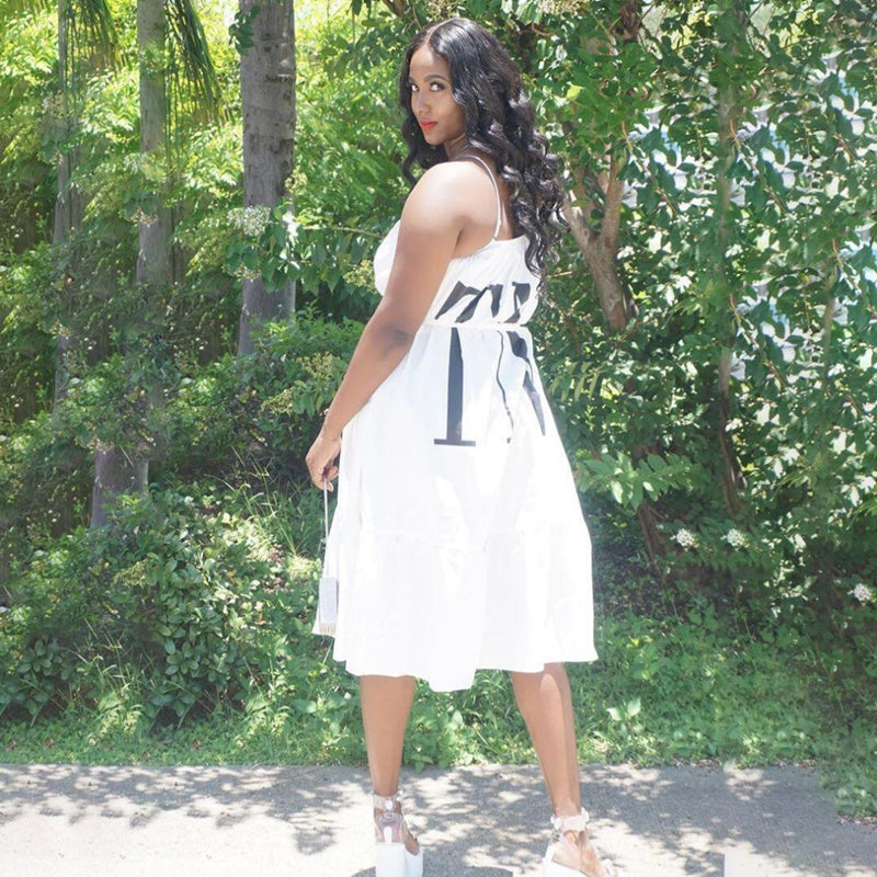 Casual Solid Color Letter Print Dress