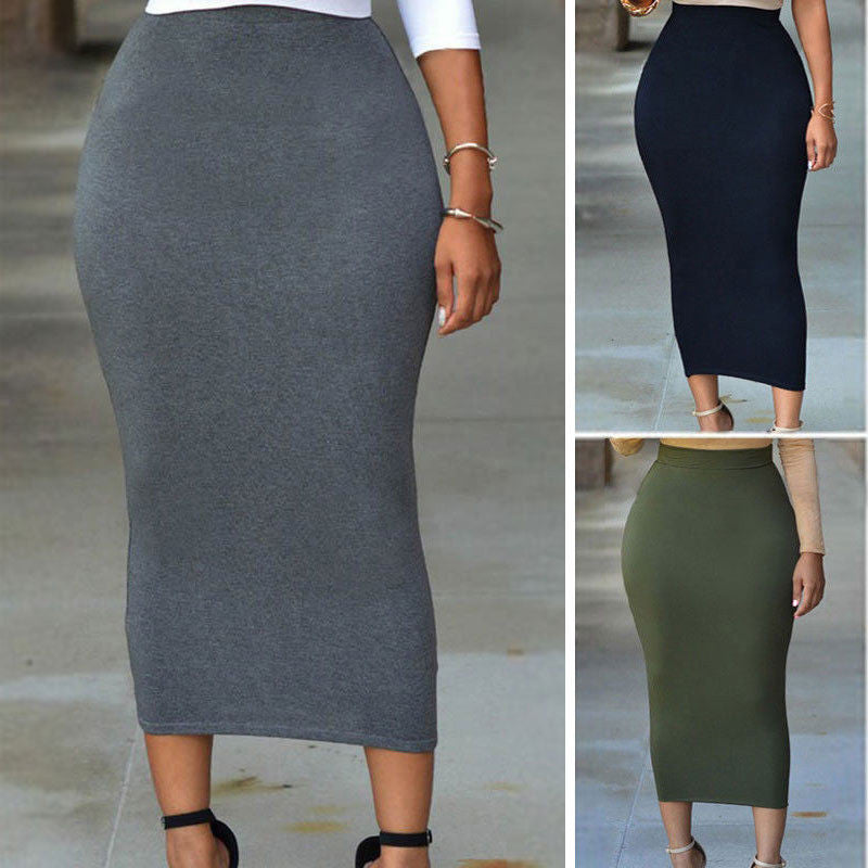 Solid Color Tight Pencil Skirt