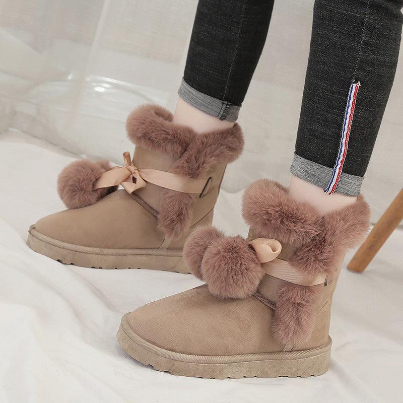 Velvet Short Tube Snow Boots