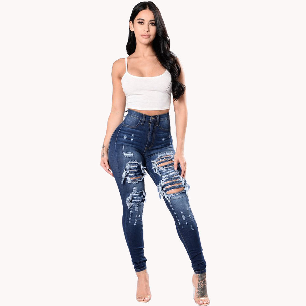 Ripped Denim Washed Pants