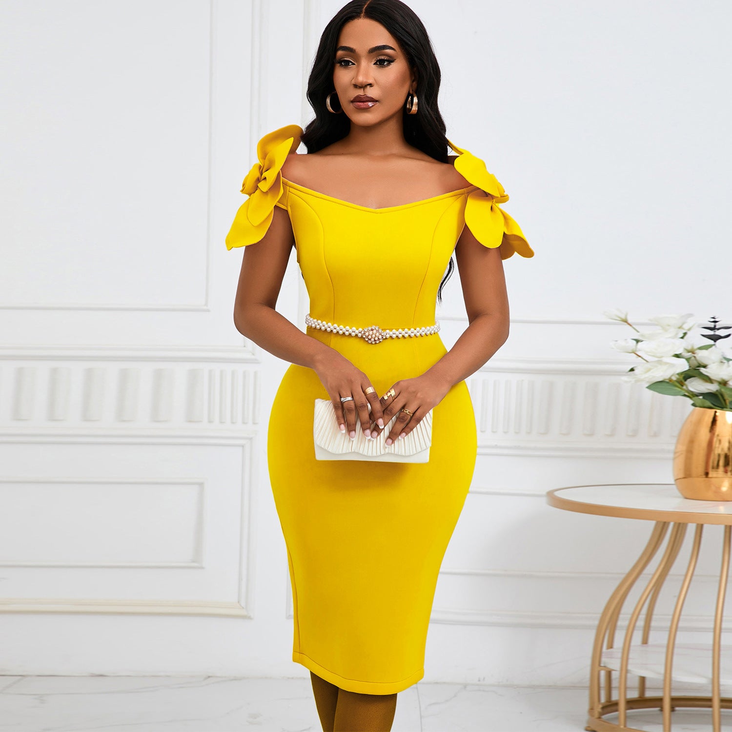 Three-dimensional Floral Elegant Dress