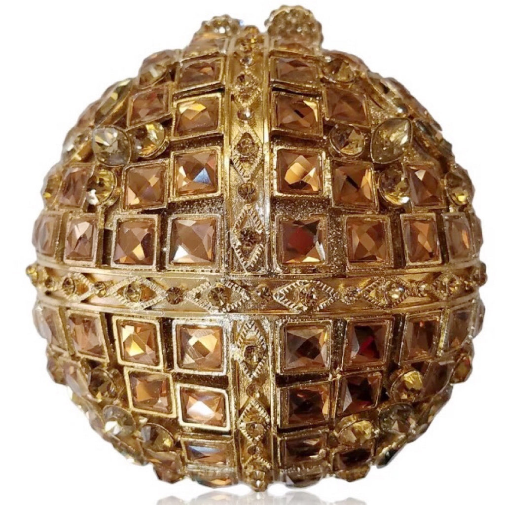 Multicolored Glass Rhinestone Round Ball Bag with an Empty Diamond