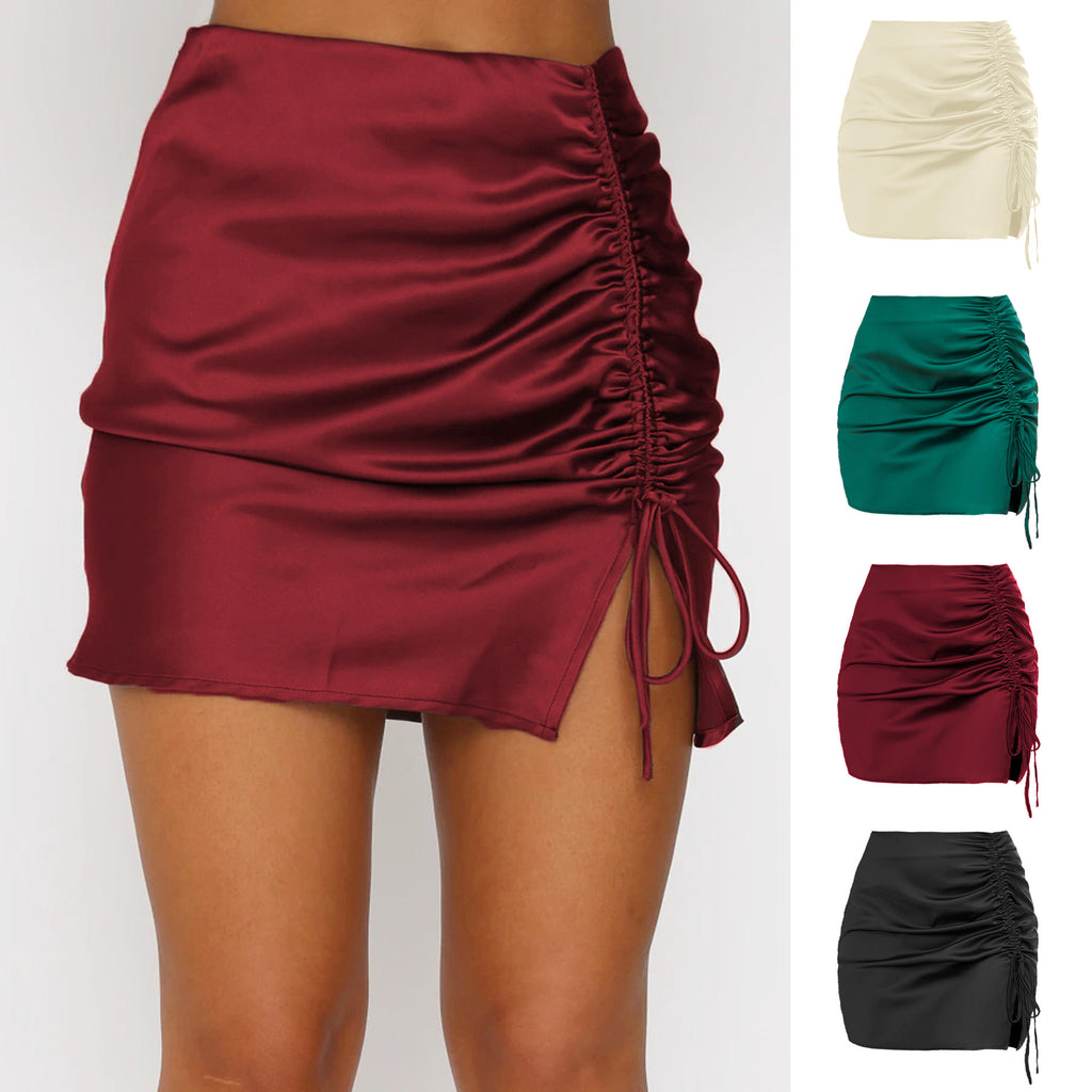 Pleating High Waist Zip Skirt