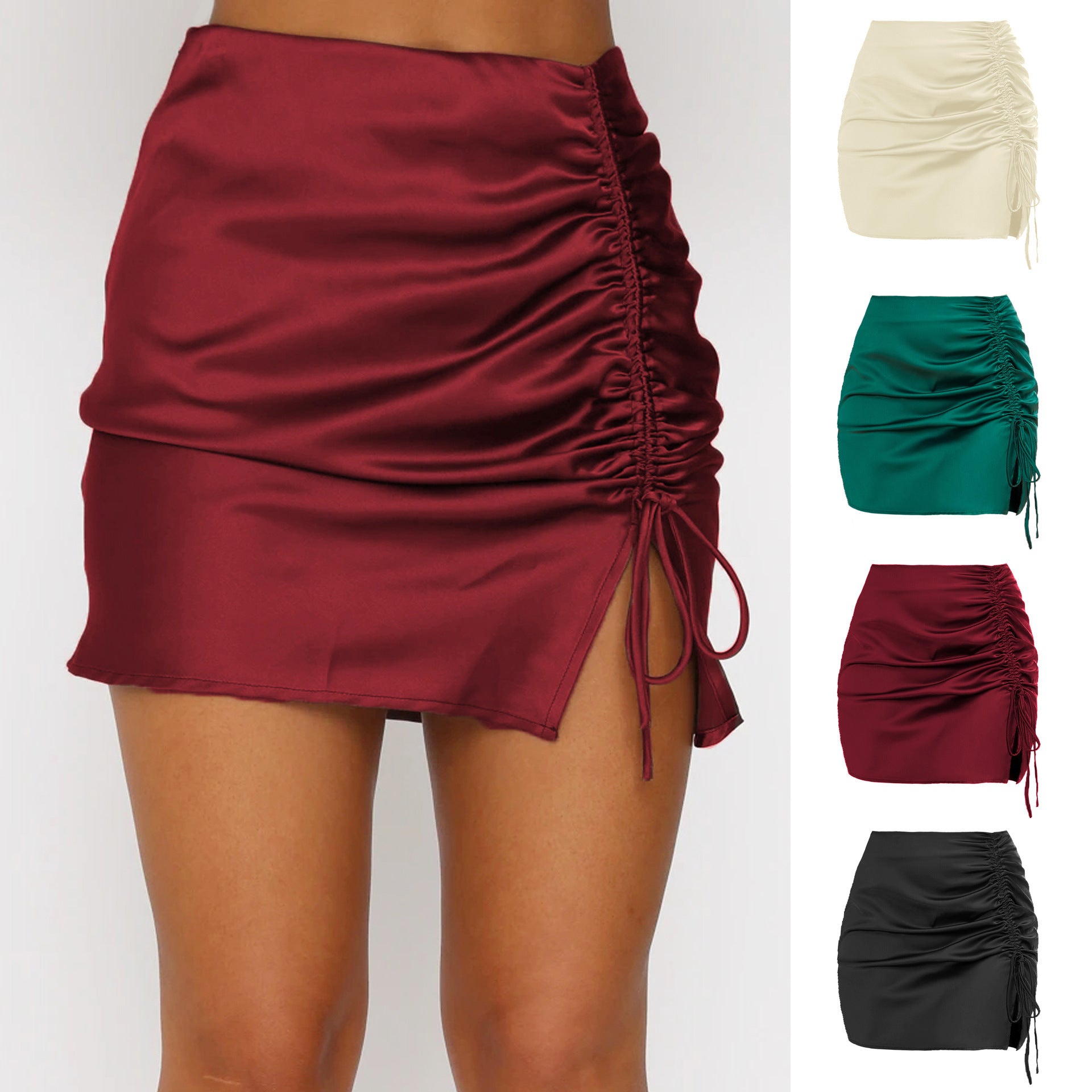 Pleating High Waist Zip Skirt