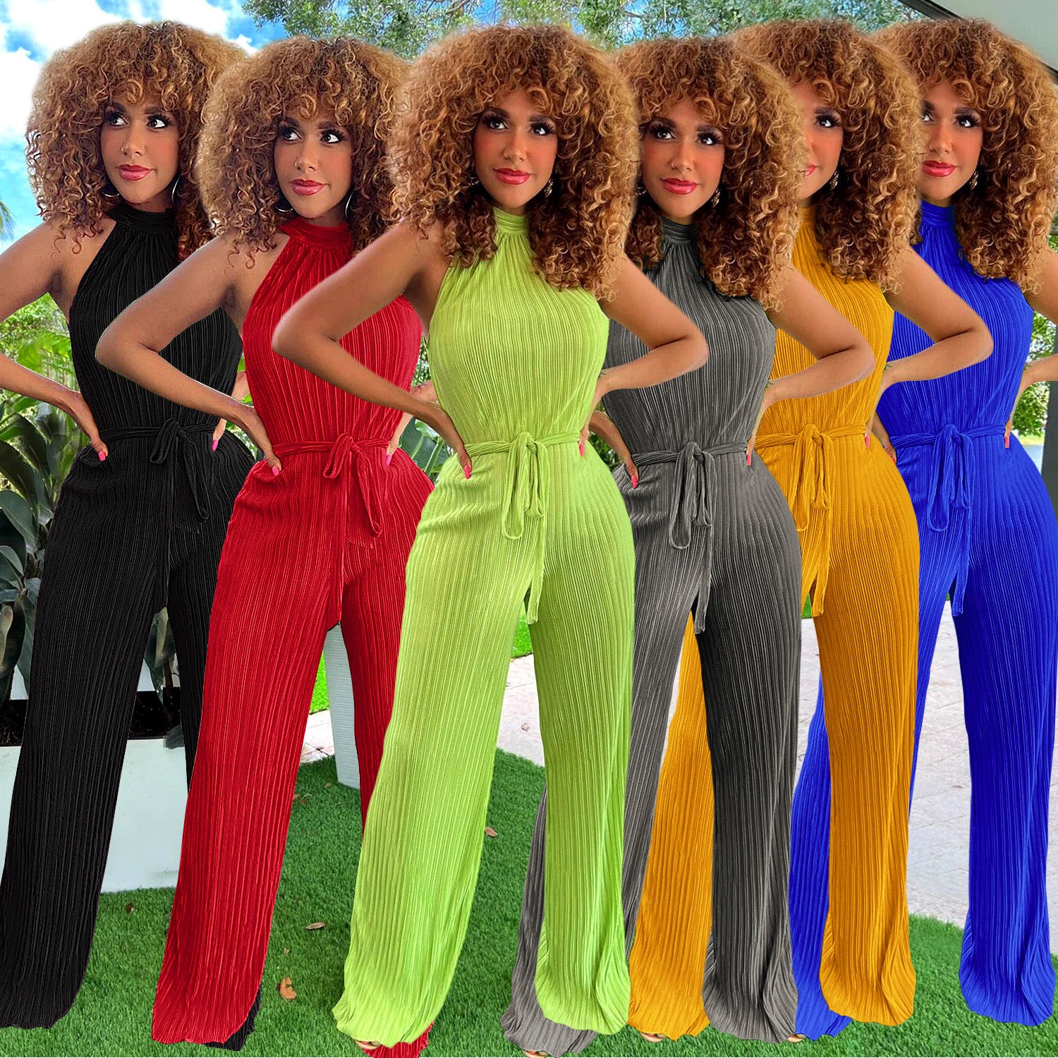 Fashion Sleeveless Pleated Jumpsuit