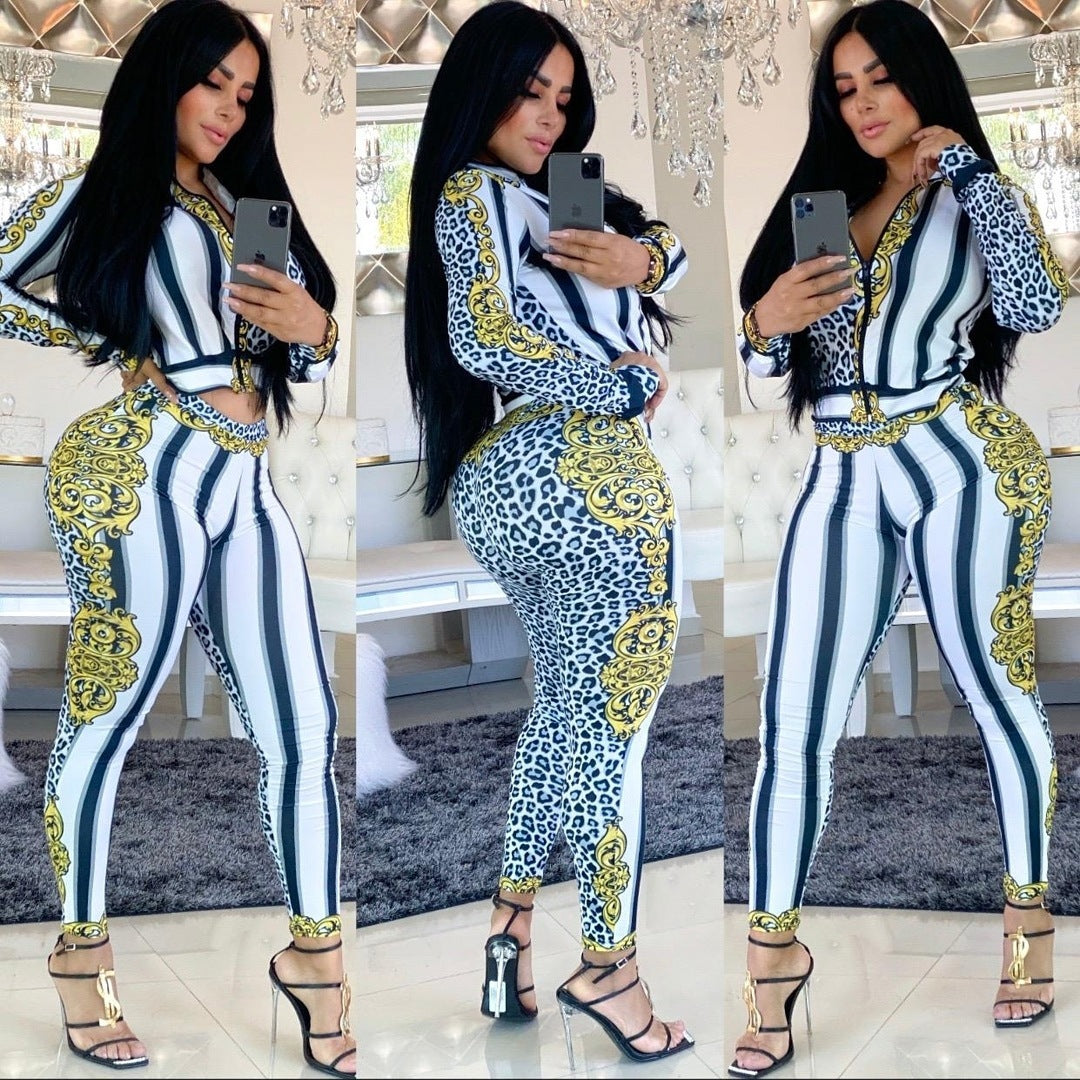 Leisure Sports Zipper Two-piece Set