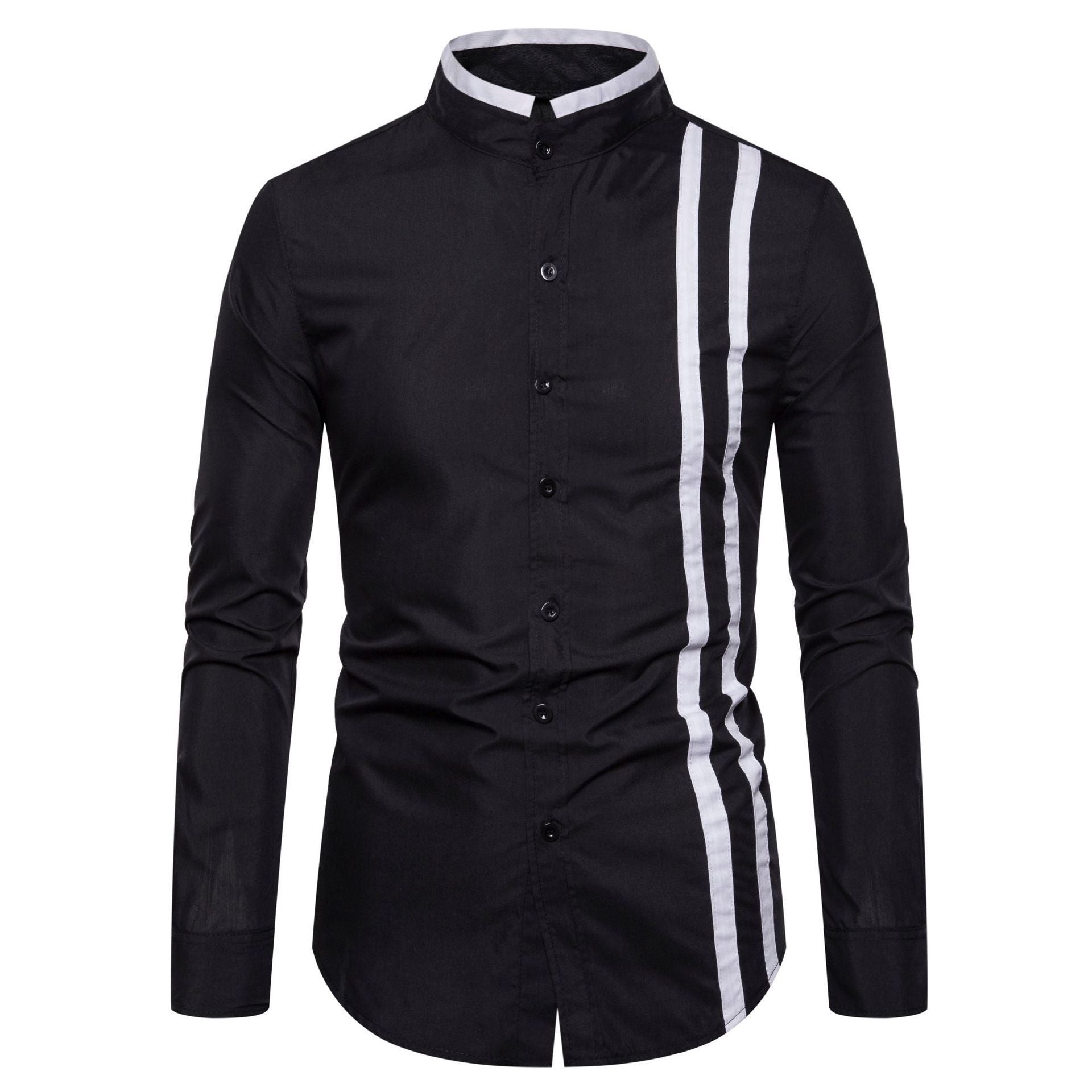 Solid Color Striped Long Sleeve Shirt